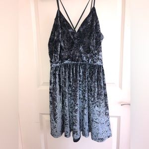 Navy Blue Velvet Skater Dress